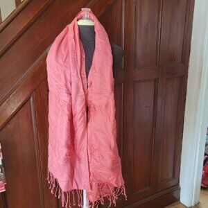 Pashmina Pink Pashmina & Silk Scarf/Shawl With Fringe